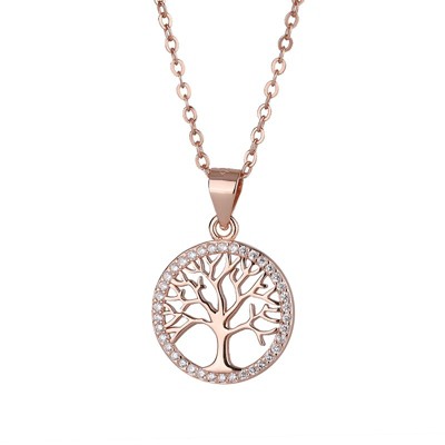 Clotth Tree of Life Necklace - Luxurious 925 Silver Jewelry with Clear Zirconia, Symbolic Family Tree Pendant for Occasions