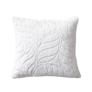 Amelie Home Mykonos Plants Faux Fur Emb Pillow,Off-White(Square) - 1 of 4