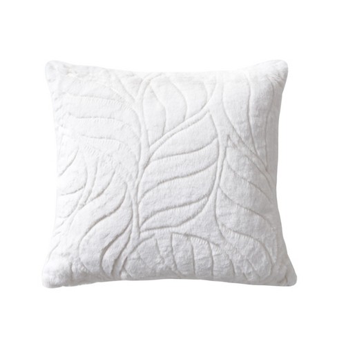 Amelie Home Mykonos Plants Faux Fur Emb Pillow,Off-White(Square) - image 1 of 4