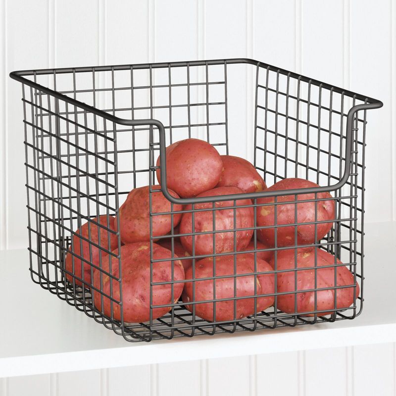 mDesign Metal Open Front Kitchen Food Storage Basket, 2 Pack, 3 of 9
