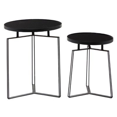 Set of 2 Modern Metal Accent Tables Black - Olivia & May