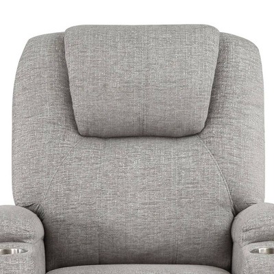 Gray Leather Power Lift Recliner with Wood Frame