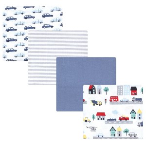 Hudson Baby Boys Cotton Flannel Receiving Blankets, City Life, One Size - 1 of 4