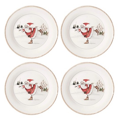 American Atelier Christmas Twig Holiday Dinner Plate, Set of 4, Holiday-Themed Special Occasion Earthenware Multipurpose Dishes ,11 Inch