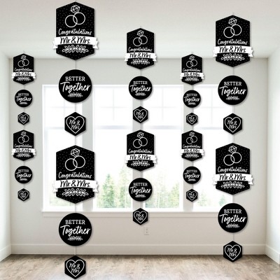 Big Dot of Happiness Mr. and Mrs. - Black and White Wedding or Bridal Shower DIY Dangler Backdrop - Hanging Vertical Decorations - 30 Pieces