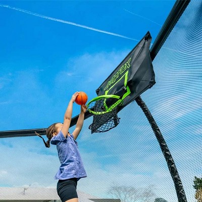 JumpFlex Black and Green Flexible Trampoline Basketball Hoop