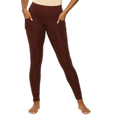 Felina Women's Athletic Pocket Legging (Deep Mahogany, X-Large)