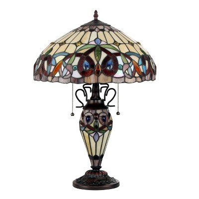Serenity Victorian Tiffany-Style Bronze Stained Glass Table Lamp