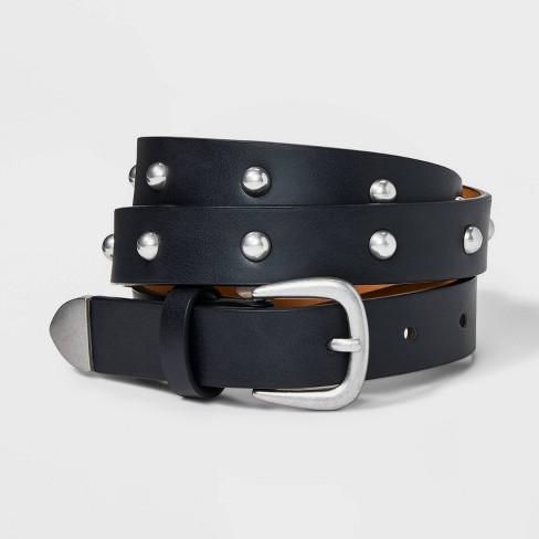 1 1/2' Smooth Black Leather Belt With Double Loop 