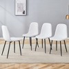 Gulches White Black Linen High Resilience Integrated Molding Cross Reinforcement Easy Assembly Metal Leg Dining Chair Set of 4 - 2 of 4