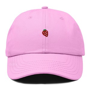Dalix Lil Strawberry Embroidered Cotton Summer Outdoor Baseball Cap Dad Hat Womens - 1 of 4