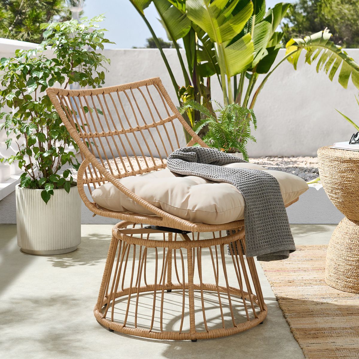 Alaterre Furniture Outdoor Wicker Chair, Tan