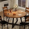 Round Dining Table Set for 4, 5 Piece Circle Wooden Kitchen Dinner Table & Chairs Set for 4, w/ 4 Unpholster Chairs, Sturdy Thick Frame - 2 of 4