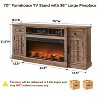SinCiDo 70" Farmhouse Fireplace TV Stand, for 80" TV, w/ 36" Electric Fireplace, w/ Remote Control & 3D Flame, 2 Drawers, Adjustable Partition - 3 of 4