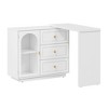 Heynemo Makeup Vanity Desk, Extendable Corner Vanity Makeup Table with 3 Drawers & 2 Doors, Modern Dressing Table for Bedroom - 3 of 4