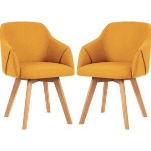 Bekrvio Swivel Dining Chairs with Arm Set of 2 - Modern Linen Upholstered Accent Desk Chairs with Solid Wood Legs for Kitchen,Living Room - 1 of 4