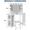 Modern Corner Vanity Desk & Stool Set –With LED Lighted Mirror, Built-In Charging Station & Cabinet for Bedroom - 4 of 4