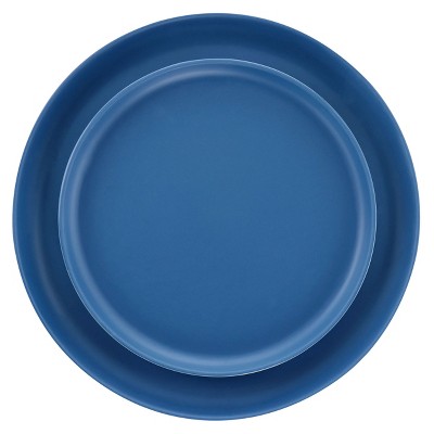 Blue Melamine 12-Piece Stackable Dinnerware Set, Service for 4