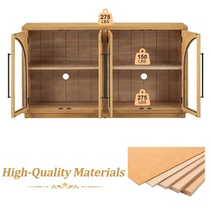 4 Door Buffet Sideboard Cabinet with Glass Doors and Adjustable Shelves Arched Storage Cabinet for Kitchen Dining or Living Room - 1 of 1