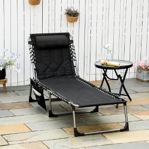 TiramisuBest Folding Chaise Lounge Pool Chairs with Pillow, Reclining Back, Steel Frame & Mesh for Beach, Yard, Patio – Blue - 1 of 4