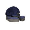 5-Piece Outdoor Patio Round Daybed Set, Wicker Conversation Group with Retractable Canopy, Soft Cushions, and Storable Table - 3 of 4