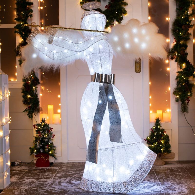 JOIEDOMI 5FT Christmas Angel with Flute Yard Light Outdoor Decoration Christmas Event, Christmas Eve Night Décor, 1 of 6