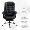 TiramisuBest High Back Ergonomic Office Chair, Black PU Leather, Retractable Footrest, Lumbar Support, 145¡ã Recline - 3 of 4
