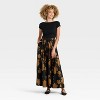 Women's Voluminous Maxi A-Line Skirt - A New Day™ Black/Brown Floral - 3 of 3