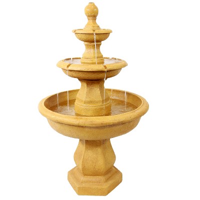 Sunnydaze 40"H Electric Fiberglass and Resin 3-Tier Tropical Style Outdoor Water Fountain