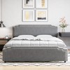 Bed Frame, Velvet Upholstered Platform Bed Frame with Rivet Decor Headboard, Strong Wood Slat Support, No Box Spring Needed, Grey - 2 of 4