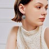 Bohemian Vintage Silver Enamel Flower Dangle Earrings - Lightweight Geometric Coin Hook, National Style Jewelry Gift - 3 of 4