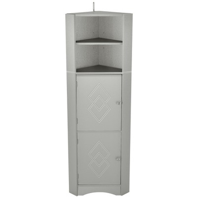 TIRAMISUBEST Tall Bathroom Corner Cabinet, Freestanding Storage Cabinet with Doors and Adjustable Shelves, MDF Board, Gray