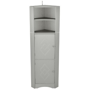TIRAMISUBEST Tall Bathroom Corner Cabinet, Freestanding Storage Cabinet with Doors and Adjustable Shelves, MDF Board, Gray - 1 of 4