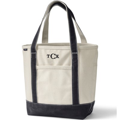 Land's End Extra Large Natural Open Top Handle Canvas Tote Bag