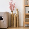 Aukfa Set of 3 Decorative Metal Vases with Distressed Gold Finish & Growing Vine Patterns - 34", 29", 25" High for Home Decor - 2 of 4
