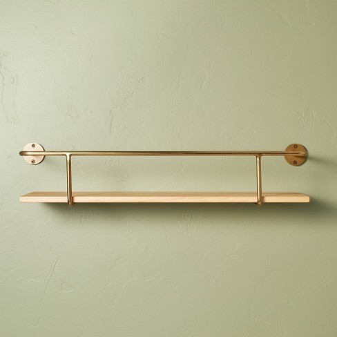 Wood & Brass Decorative 3-Tier Wall Shelf - Hearth & Hand™ with Magnolia