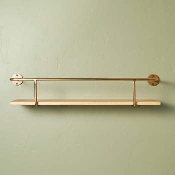 Wood & Brass Decorative Rail Wall Shelf - Hearth & Hand™ with Magnolia
