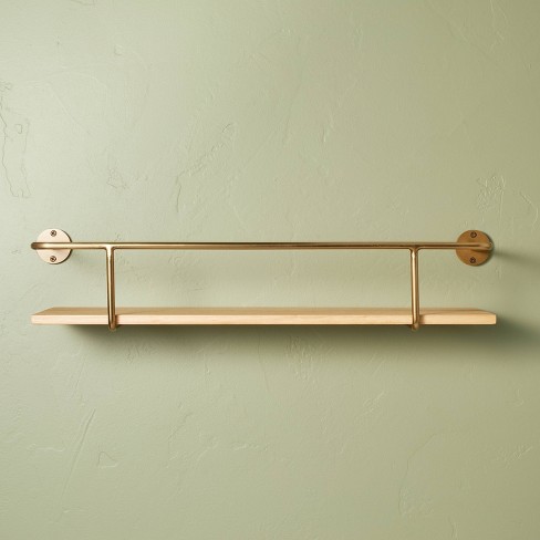 Wood & Brass Decorative Rail Wall Shelf - Hearth & Hand™ with Magnolia