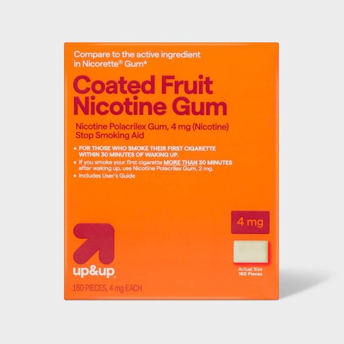 Nicotine 4mg Stop Smoking Aid Fruit Coated Gum - 160ct - up&up™ - image 1 of 3