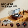 VEVOR Vinyl Record Player, 3-Speed, Belt Driven Turntable Player with Built-in 5W Stereo Speakers Magnetic Cartridge, Brown - 3 of 4