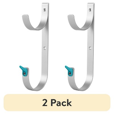 LunaLulinlk (2 pack) Silver Aluminum Accessory Hooks - 2 per Pack - 9 in x 1.5 in x 3.5 in
