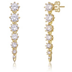 Guili Elegant Sterling Silver Cubic Zirconia Linear Fringe Icicle Earrings for a Sparkling and Sophisticated Look in White and Gold - 1 of 2