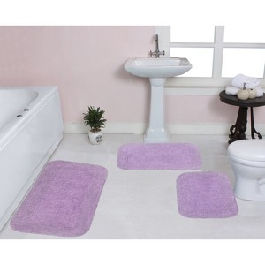 Radiant Bathroom Rugs Set, Washable Rug, Extra Soft and Absorbent bath Rug, Kitchen Mat, Bath Mat Set, Bath Floor Mat Non-Slip, 3 Pcs Set, Purple - 1 of 4