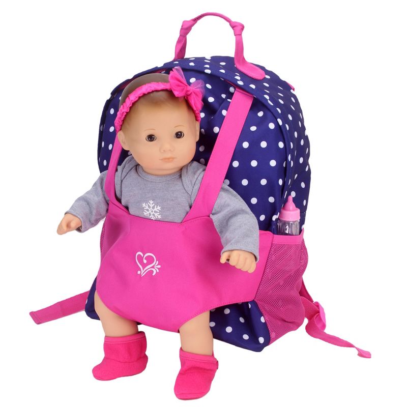 Sophia’s Polka Dot Backpack Carrier to fit 15'' & 18'' Dolls, Navy, 3 of 10