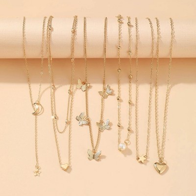 Alloy Women Creative Simple Fashion Temperament Women's Jewelry Moon Star Necklace 6-piece Set