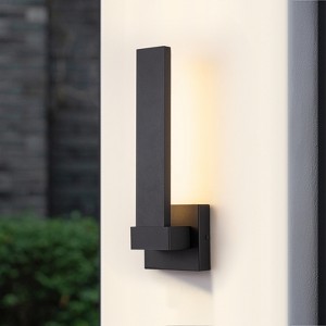 LLHZSY 1-LIght Matte Black Integrated LED Outdoor Wall Light Fixture - 15.3/5"- 3000K Warm Light, IP54 Waterproof - 1 of 4