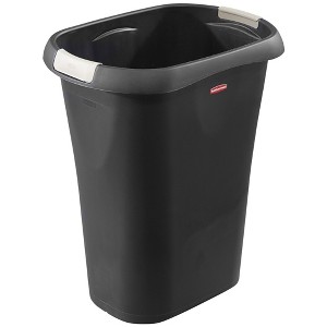 Rubbermaid 1835854 8 Gallon Plastic Home/Office Bedroom Bathroom Waste Basket Trash Can or Recycling Bin with Liner Lock, Black - 1 of 3