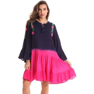 Riviera Sun Womens 3/4 Sleeve Summer Dress - Beach Cover Up Tunic Dress with Embroidery - 1 of 3