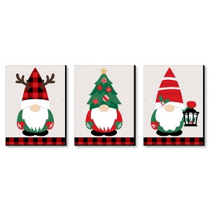 Big Dot of Happiness Red and Green Holiday Gnomes - Christmas Wall Art Room Decor - 7.5 x 10 inches - Set of 3 Prints - 1 of 4