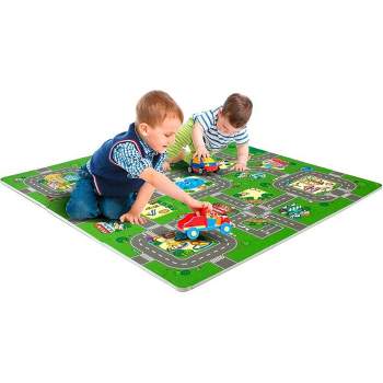 Sorbus Traffic Play mat Puzzle Foam Interlocking Tiles – Kids Road Traffic Play Rug - Children Educational Playmat Rug (9 Tiles with Borders)
